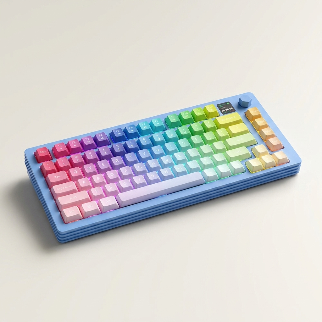 Gasket Hot-Swappable Mechanical Keyboard - Compact RGB Tri-Mode with LED Display