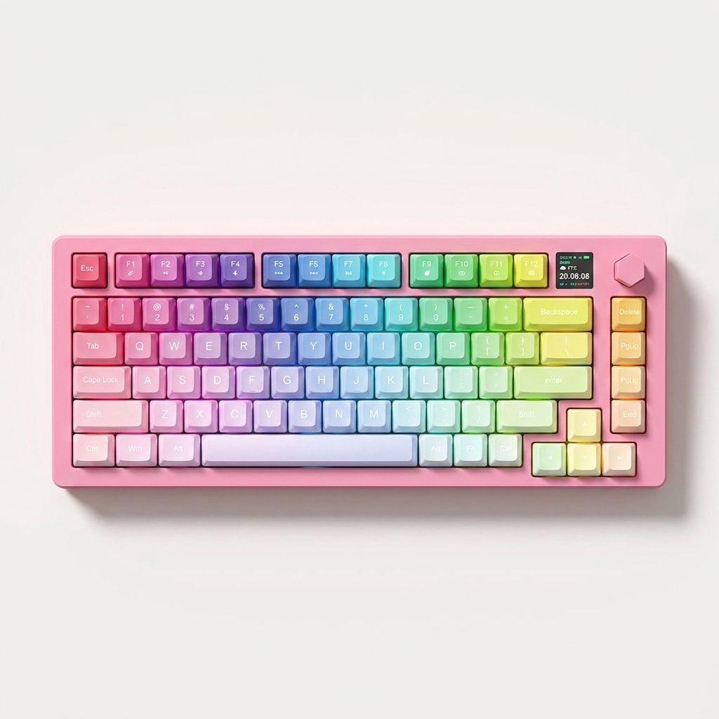 Gasket Hot-Swappable Mechanical Keyboard - Compact RGB Tri-Mode with LED Display