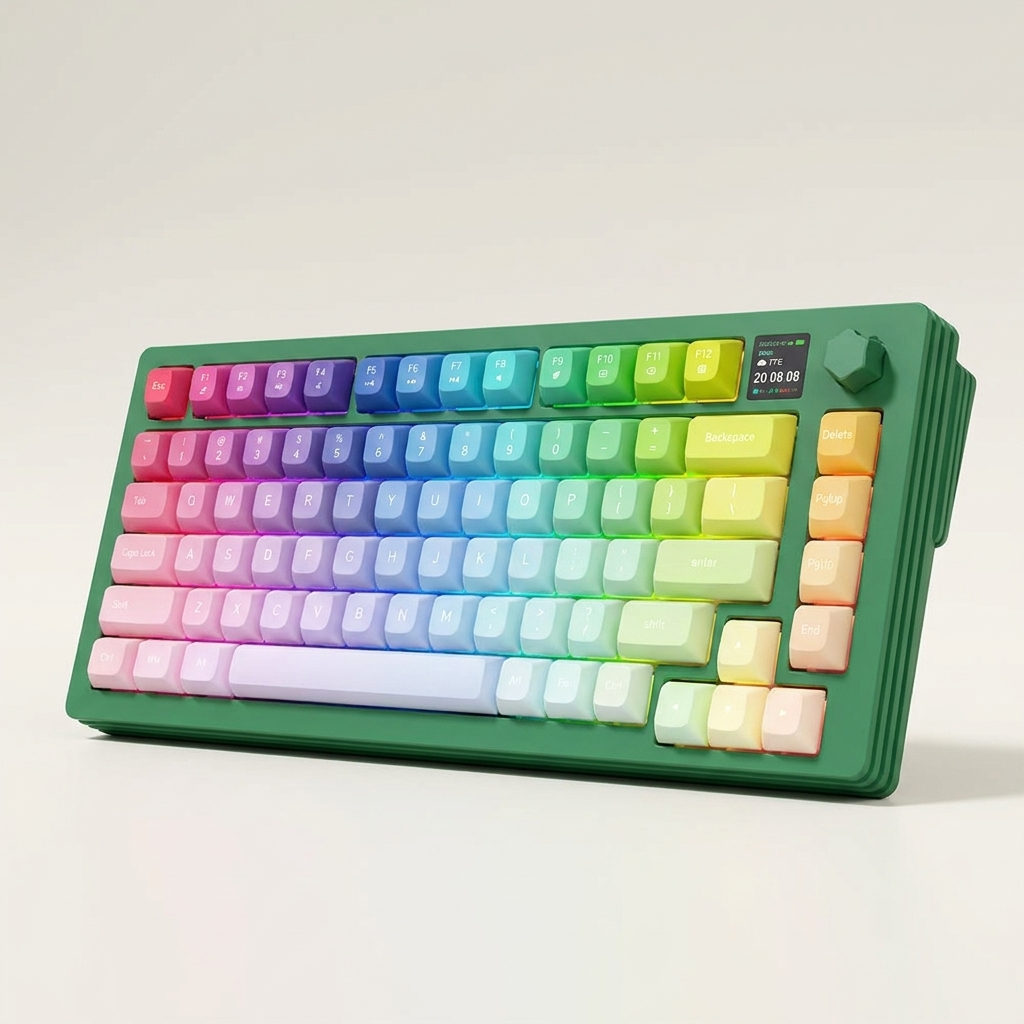 Gasket Hot-Swappable Mechanical Keyboard - Compact RGB Tri-Mode with LED Display