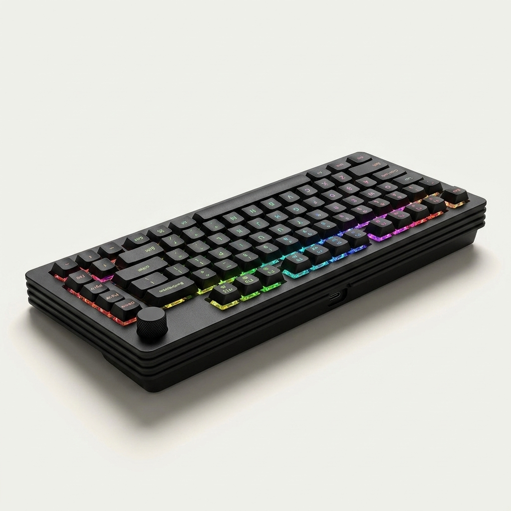 Gasket Hot-Swappable Mechanical Keyboard - Compact RGB Tri-Mode with LED Display