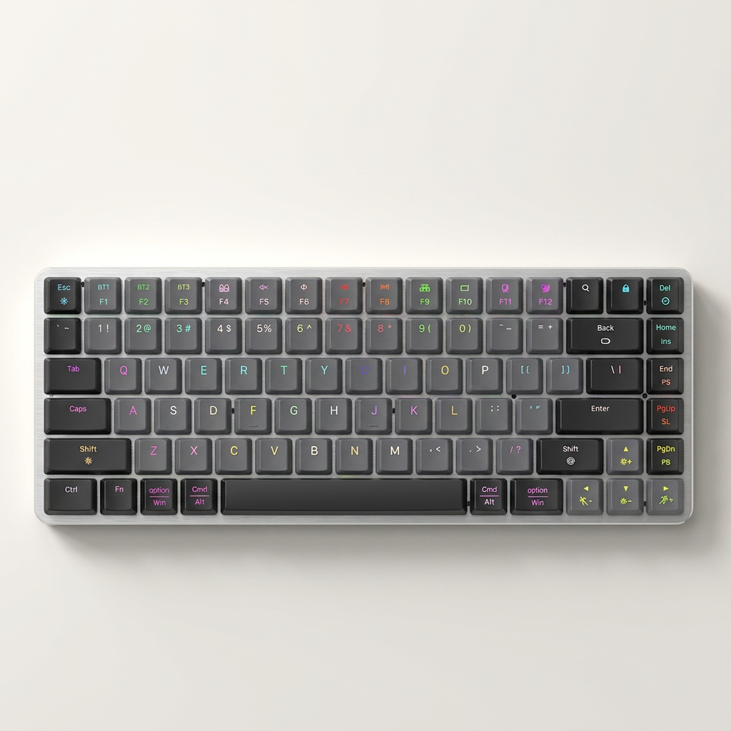 Ultra-Slim Low-Profile Mechanical Keyboard - 84-Key Aluminium, RGB, Tri-Mode