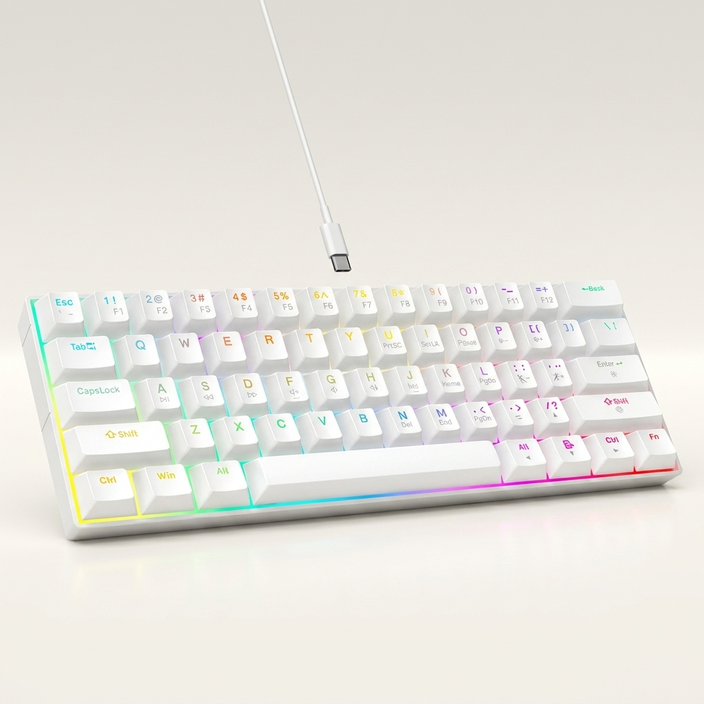 Plug-and-play spill-resistant ABS keyboard in White and Black