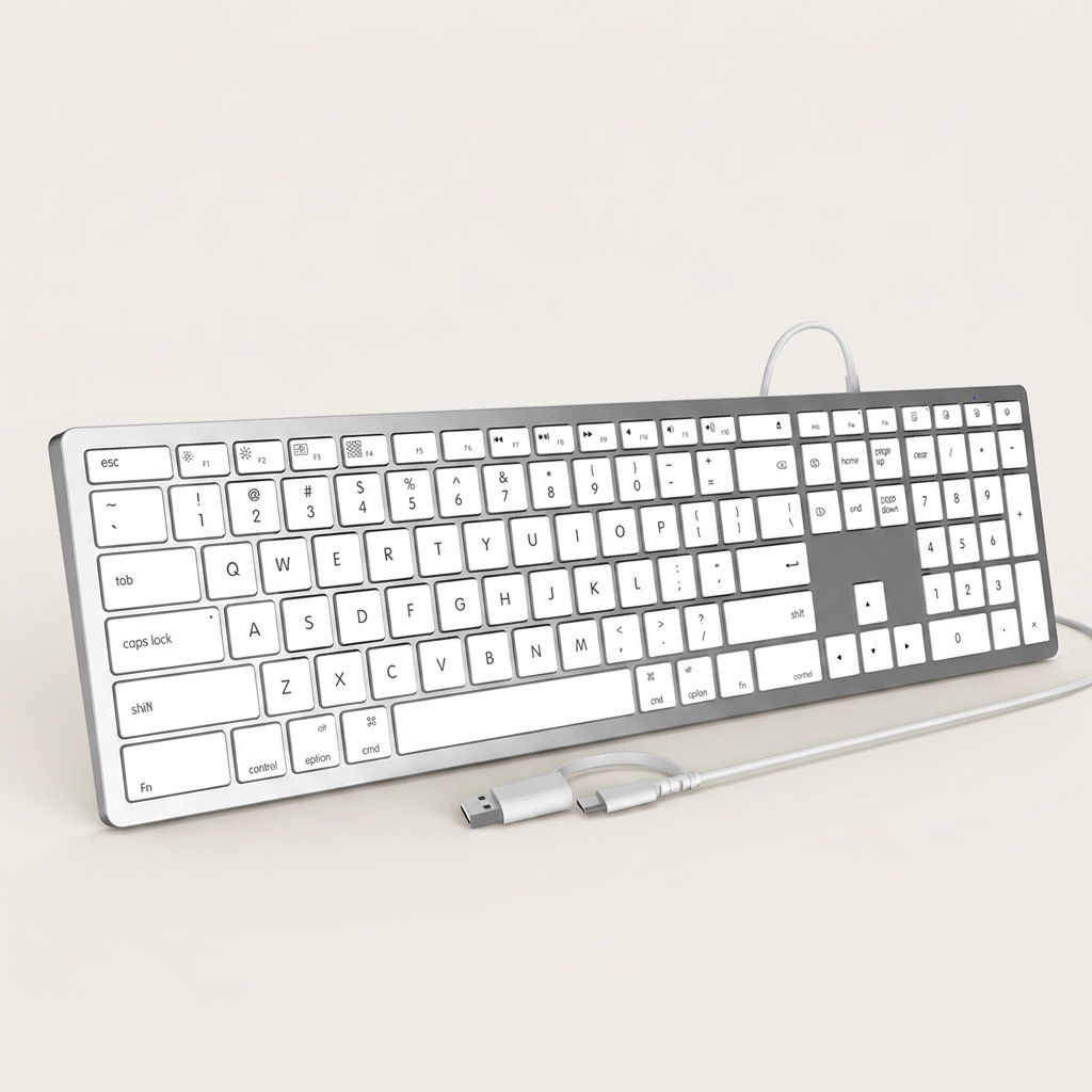 Slim white ABS chassis that sits flat and unobtrusive on the desk