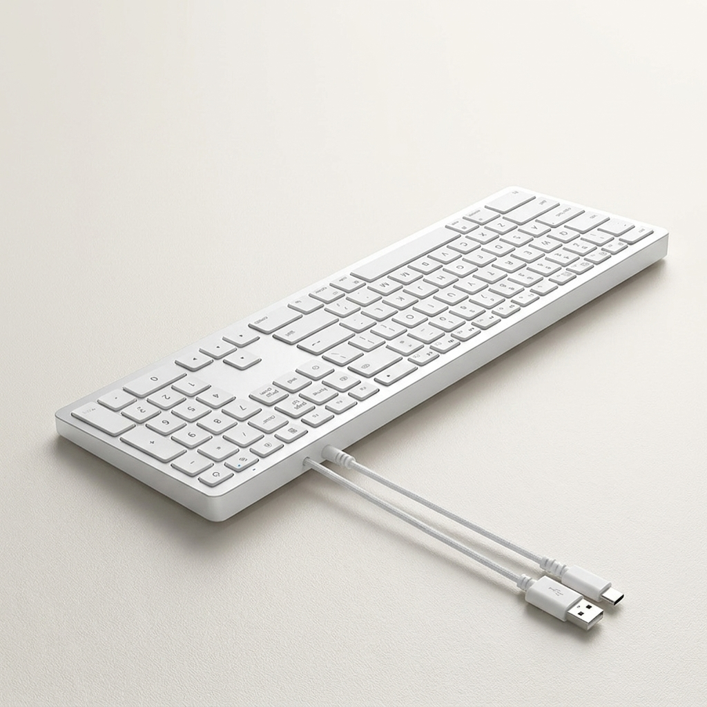 Wired USB keyboard with 1.5 m cable for Mac and Windows, spill-resistant