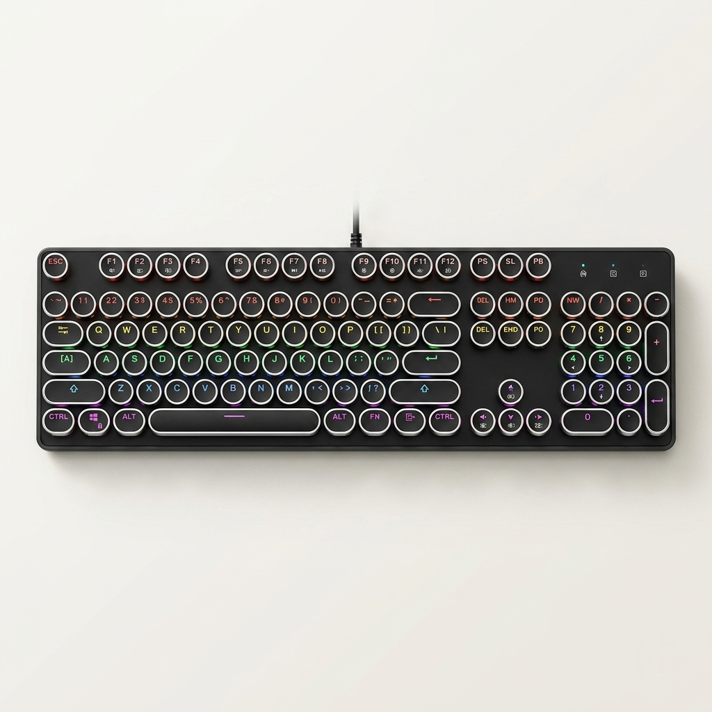 Punk Round-Keycap Mechanical Gaming Keyboard - Aluminium, RGB, Green Switches, Wired