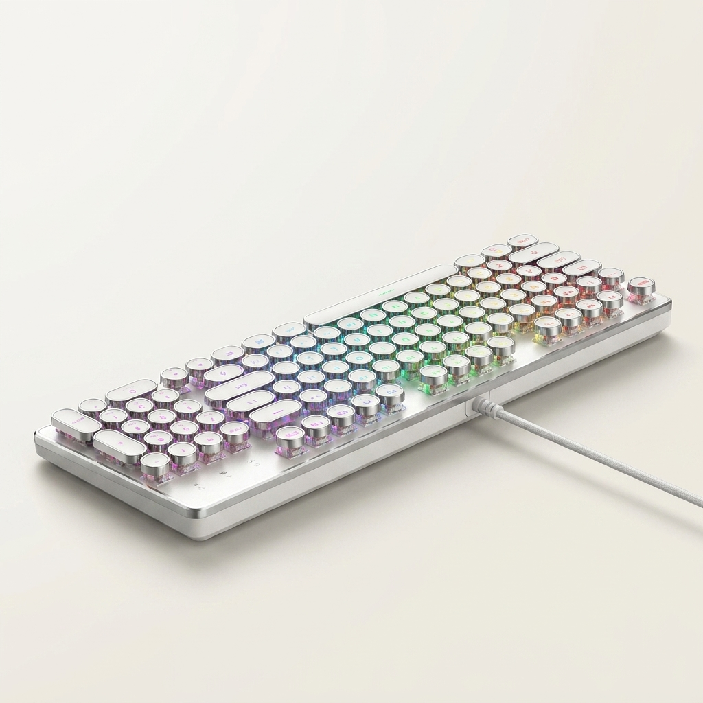 Punk Round-Keycap Mechanical Gaming Keyboard - Aluminium, RGB, Green Switches, Wired