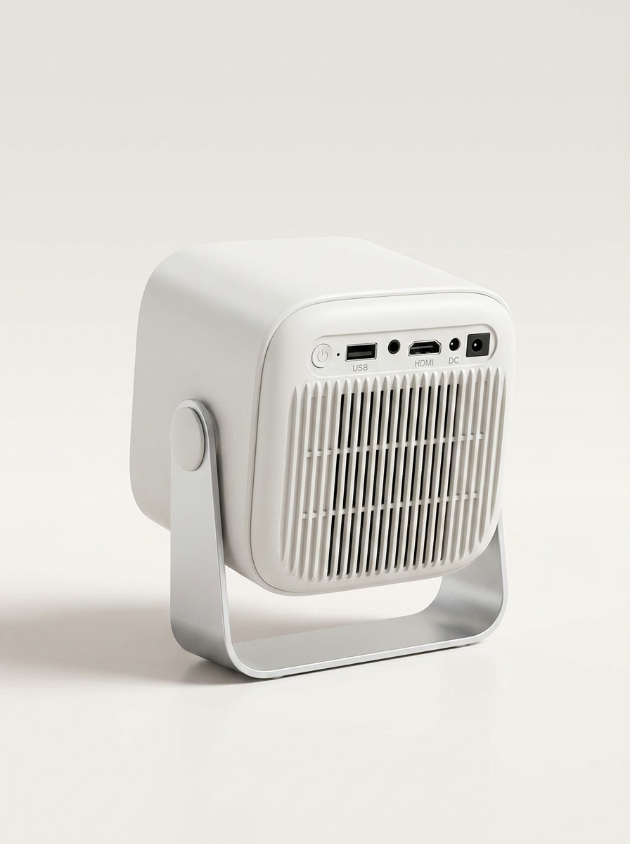 Compact 900 g projector with UK 3-pin plug, best in a dimmed room