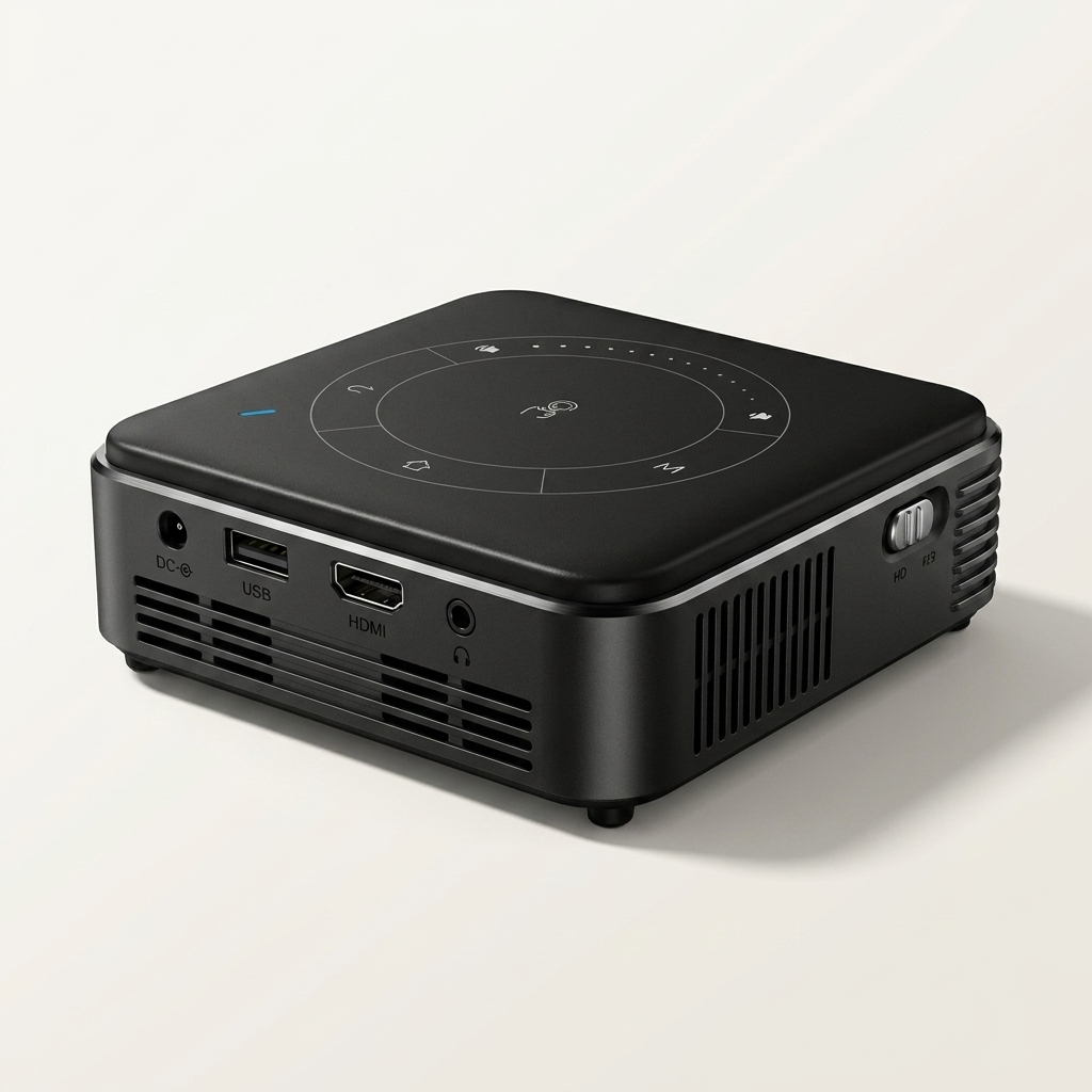 Compact projector weighing around 0.7 kg for room-to-room use