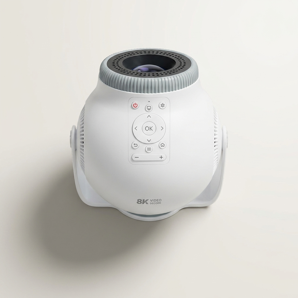 Android 14 Mini Projector - 720p HD, 450 ANSI Lumens, Wi-Fi Screen Mirroring (UK Plug)