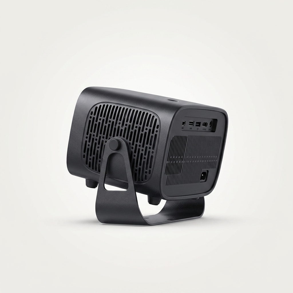 Mini projector running streaming apps, with Wi-Fi mirroring and Bluetooth audio