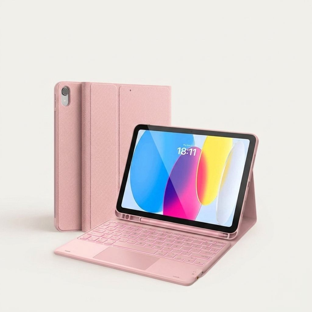 iPad Keyboard Case with Trackpad & Pen Tray - Detachable Backlit Bluetooth (11" 2025 & 10th Gen)