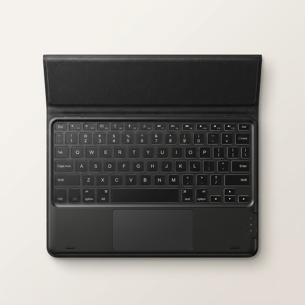 Folio holding the tablet at a typing angle and shutting to protect the screen