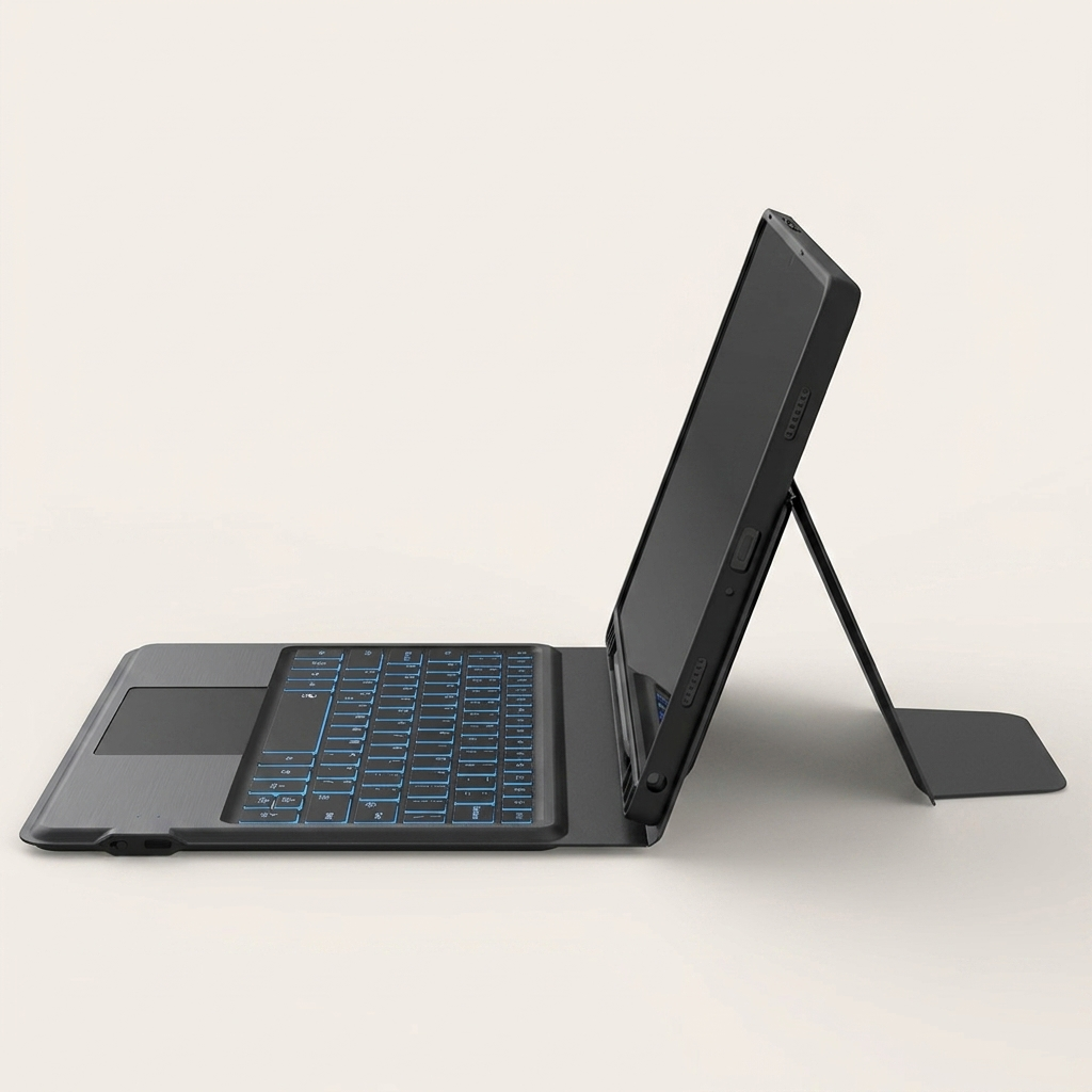 Tablet keyboard case with a built-in touchpad for pointing, scrolling and gestures
