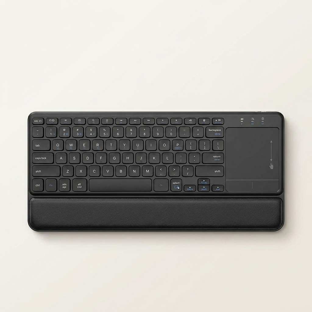 Slim Wireless Keyboard with Touchpad & Wrist Rest - 2.4G, Silent Scissor Keys