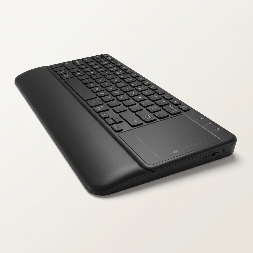 Slim Wireless Keyboard with Touchpad & Wrist Rest - 2.4G, Silent Scissor Keys