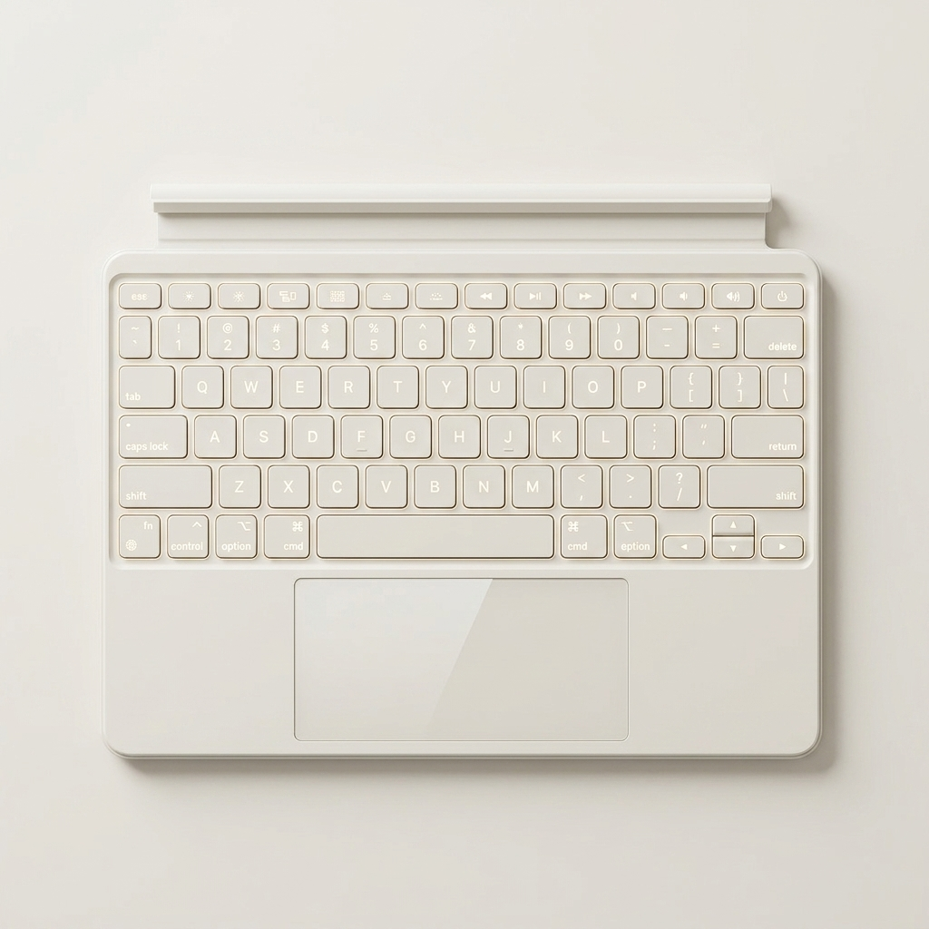 Large glass-smooth trackpad handling pointing, scrolling and gestures