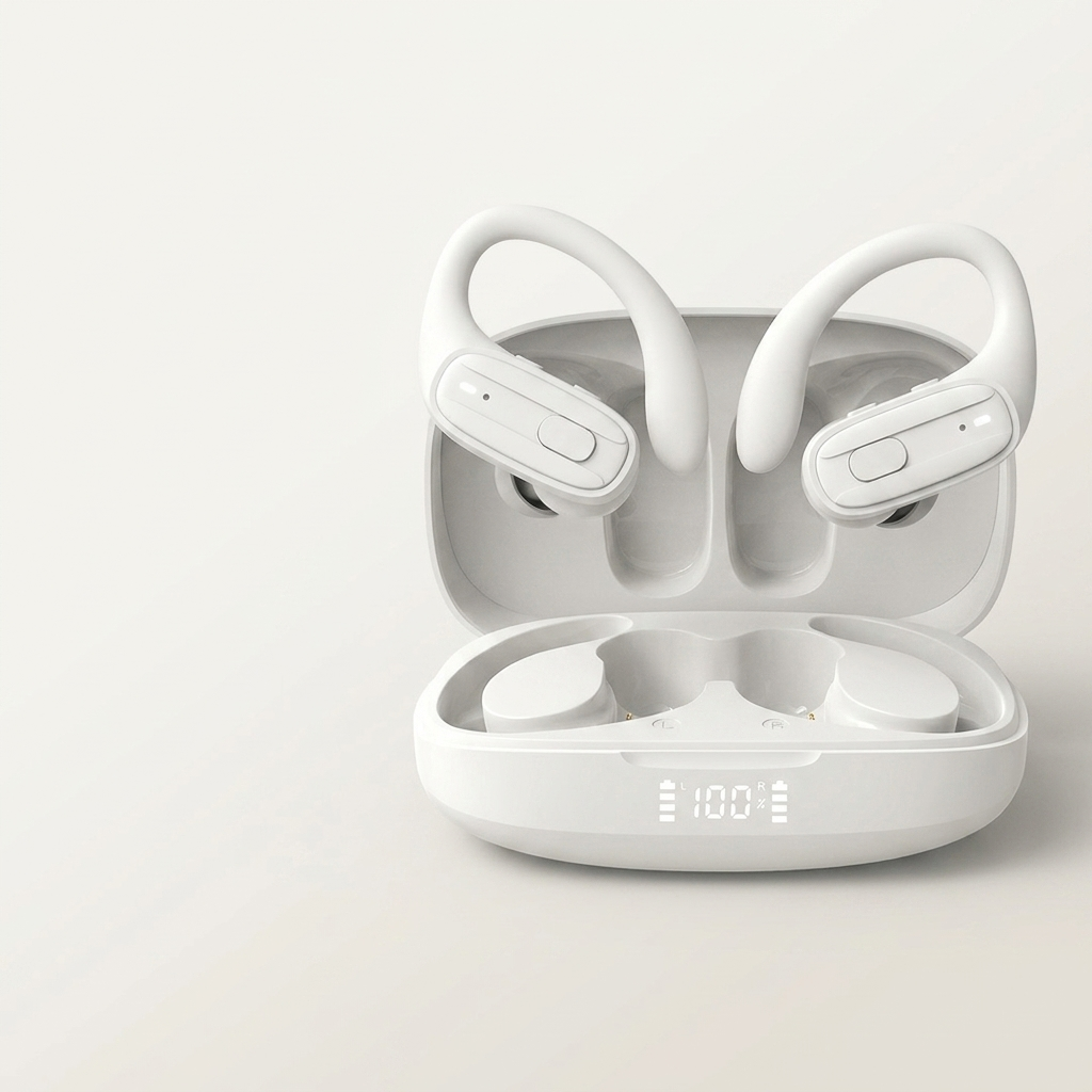 Water-resistant sport earphones with touch and voice control, white or black