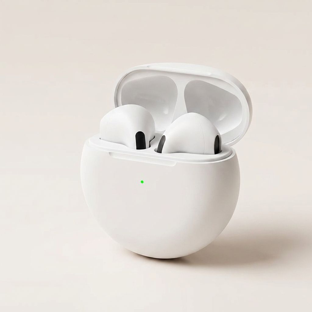 Pocket-sized charging case, available in White and Grey