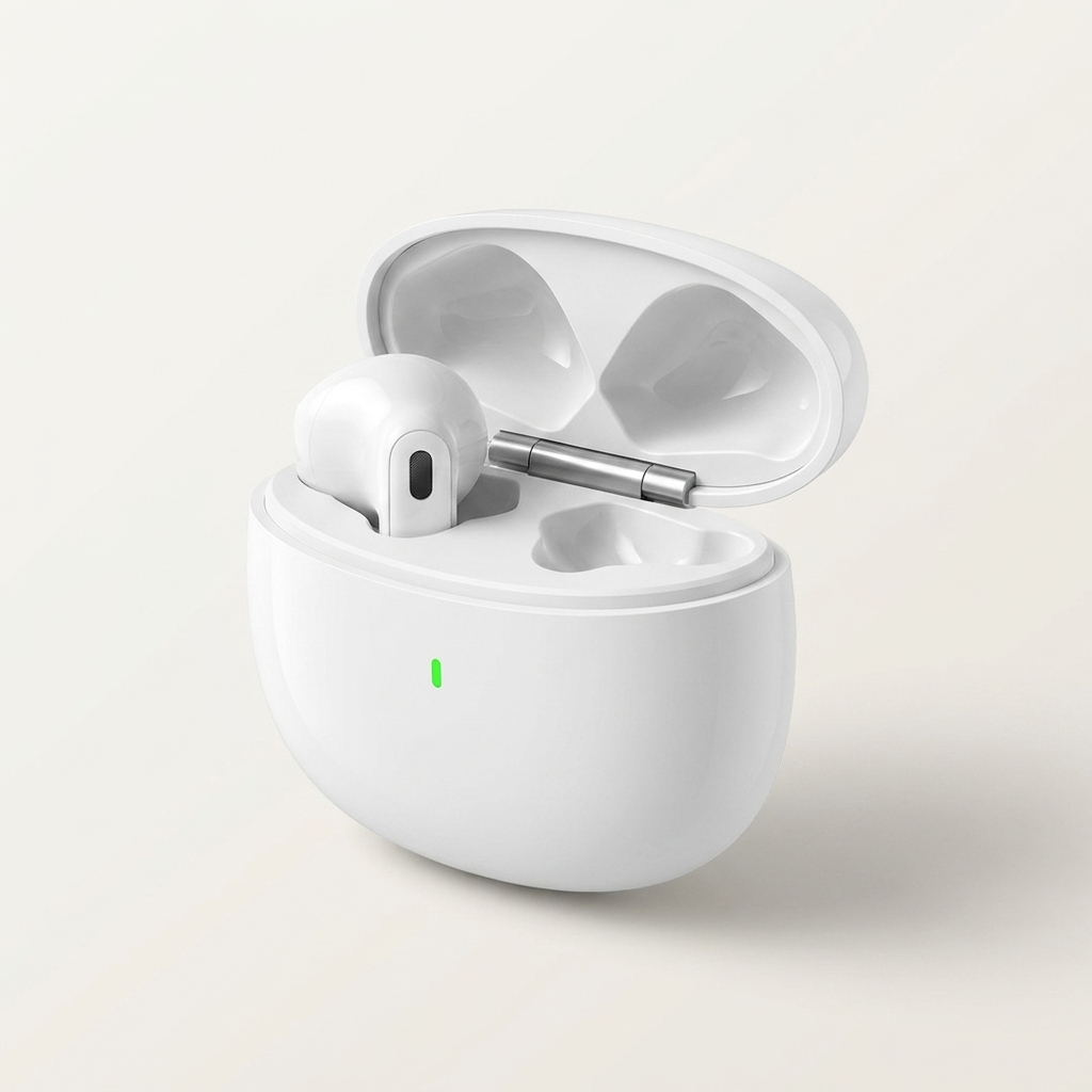 Bilateral stereo earbuds usable singly, in white or black