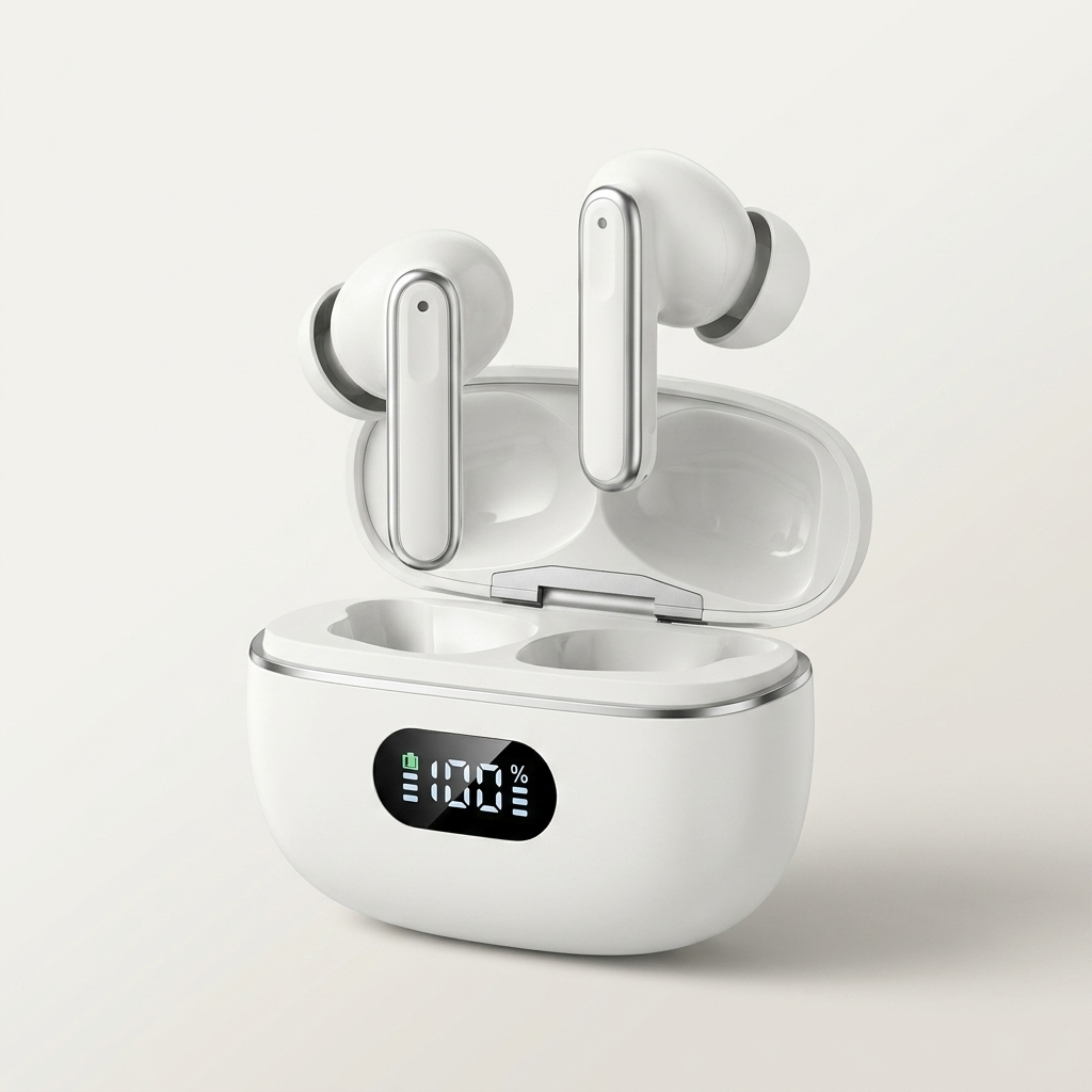 ANC Wireless Earbuds - Bluetooth 5.4 TWS with Digital Display Case & ENC Calls