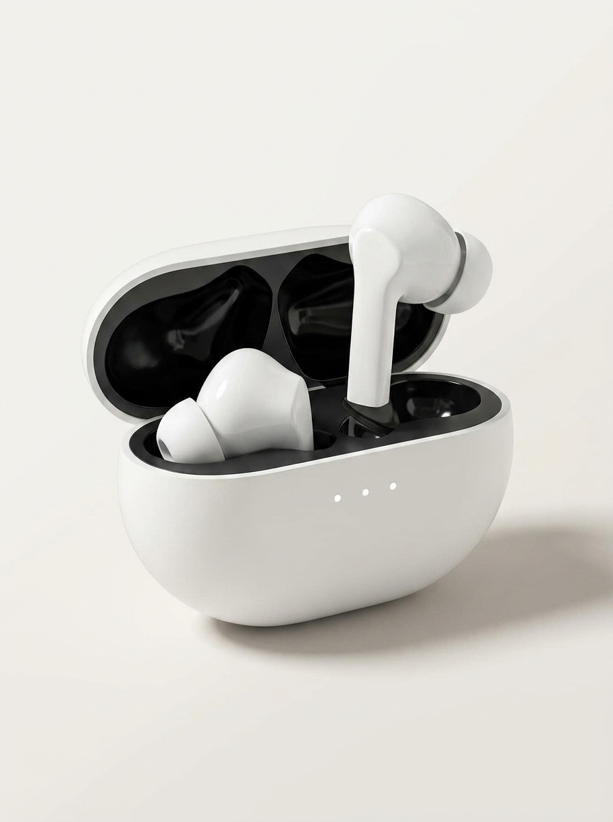Pocket-friendly charging case topping the earbuds up on the move