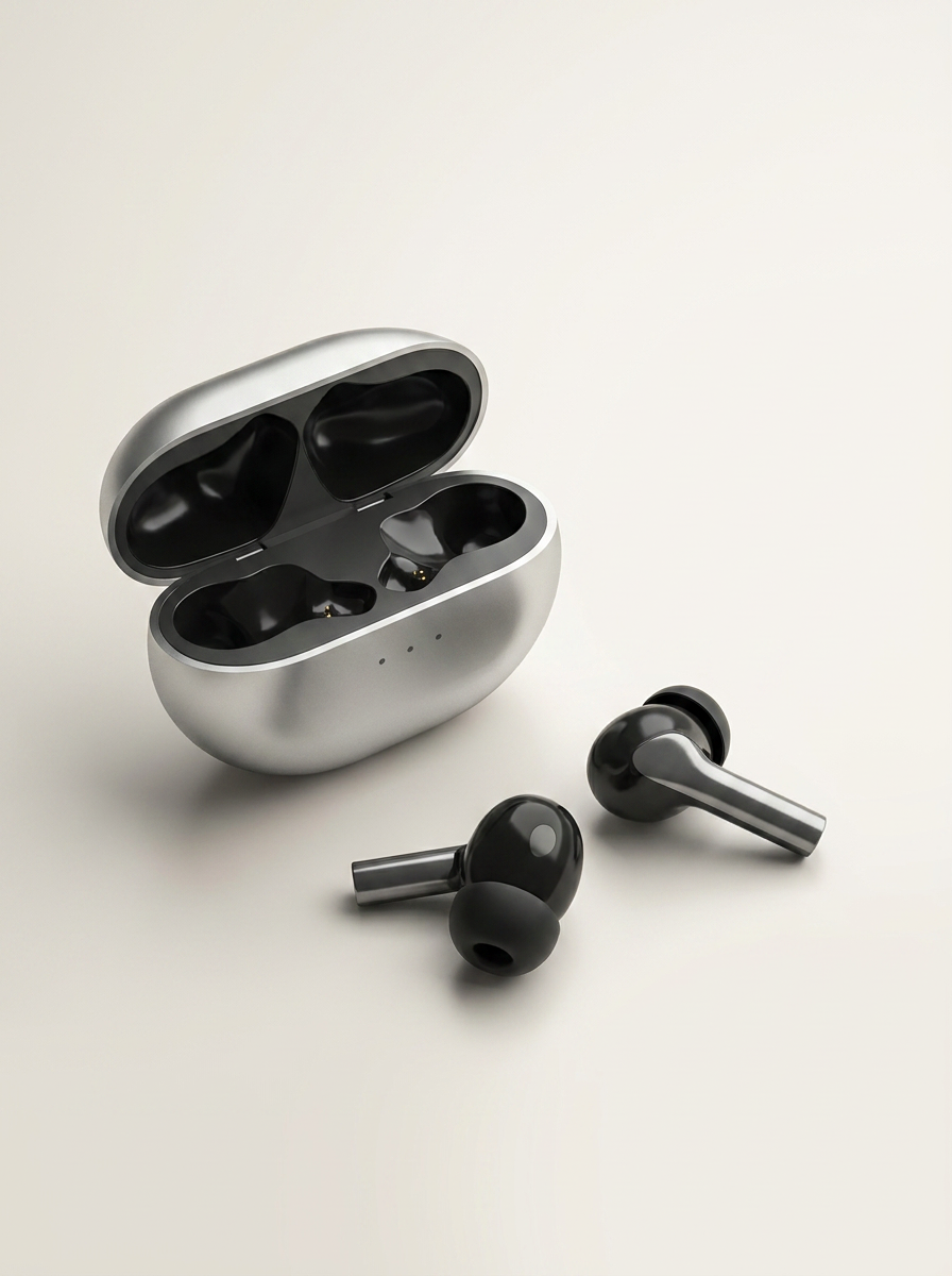 Earbuds with built-in noise-reduction microphones for clear calls
