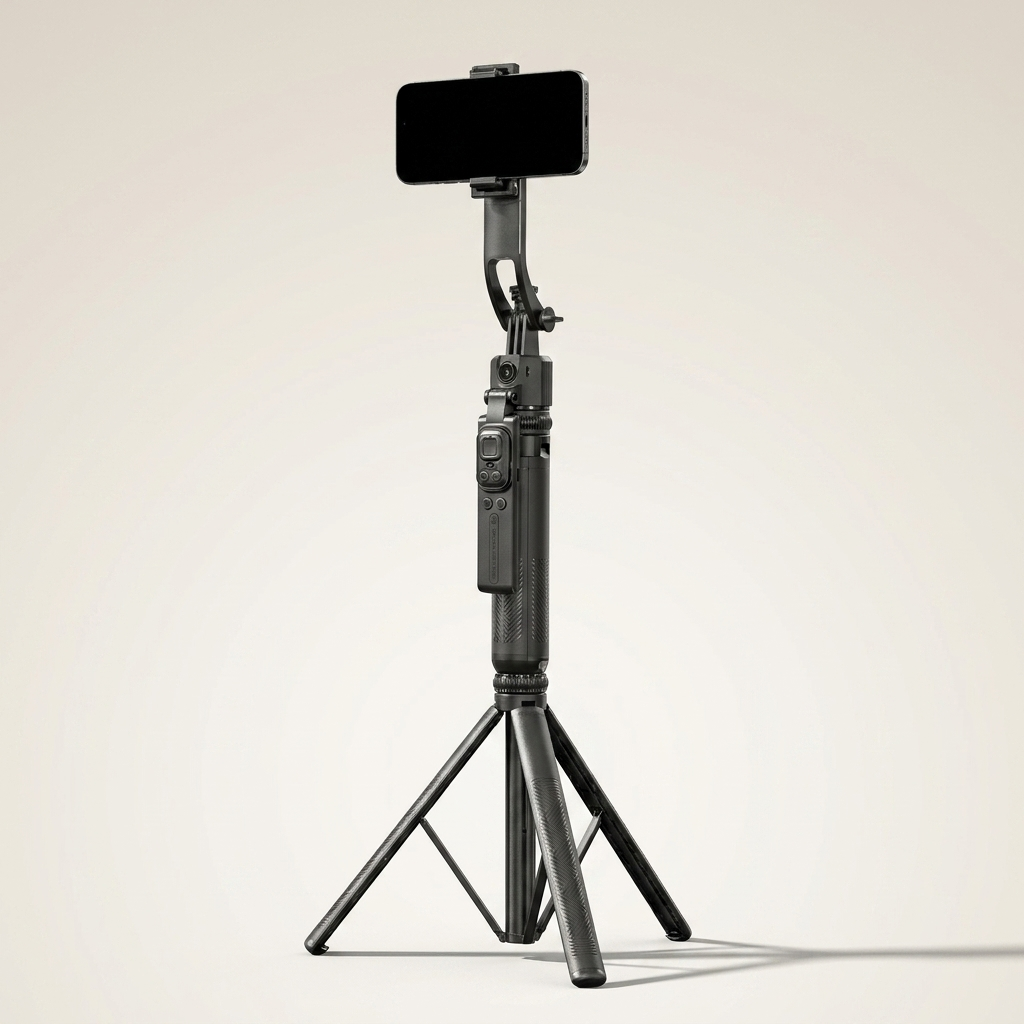 AI tracking gimbal selfie stick in black, six configurations available