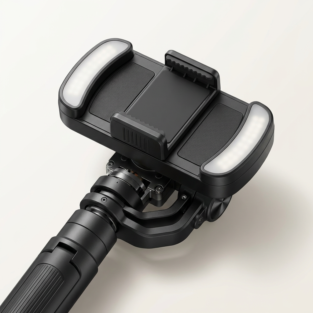 Gimbal selfie stick with smart face and gesture tracking for vlogging