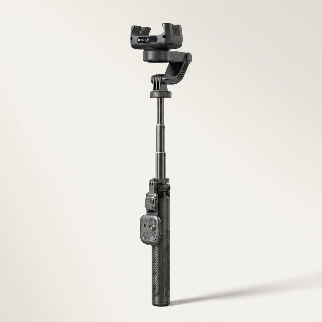 Telescopic pole with detachable Bluetooth remote and universal spring clamp