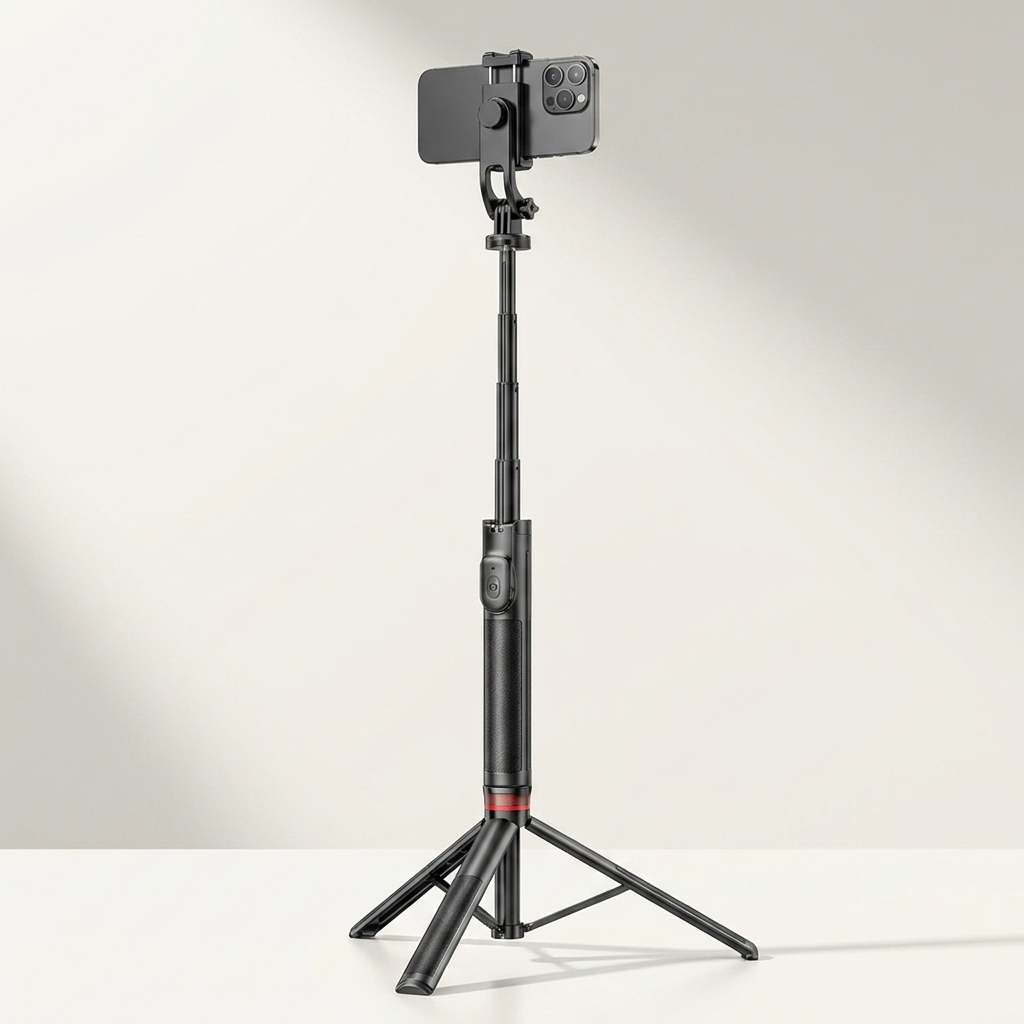 Aluminium or stainless pole with a 1/4 inch thread for action cameras