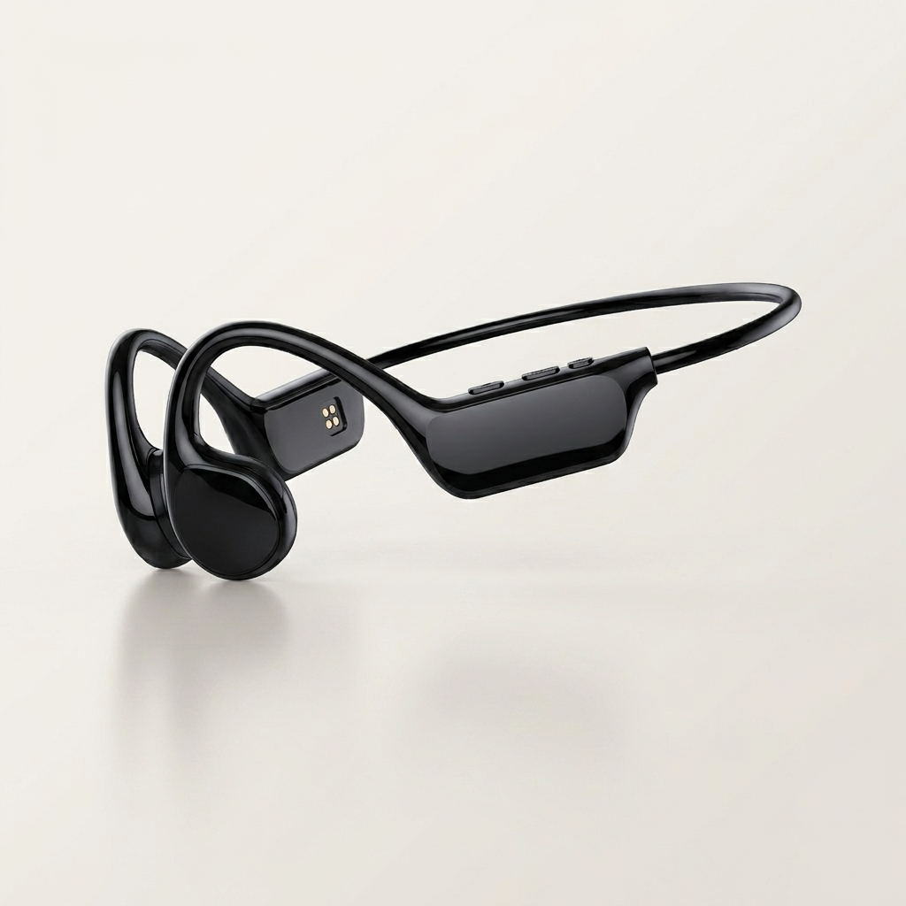 Open-ear sport headphones in Black, White & Orange and Red & Black