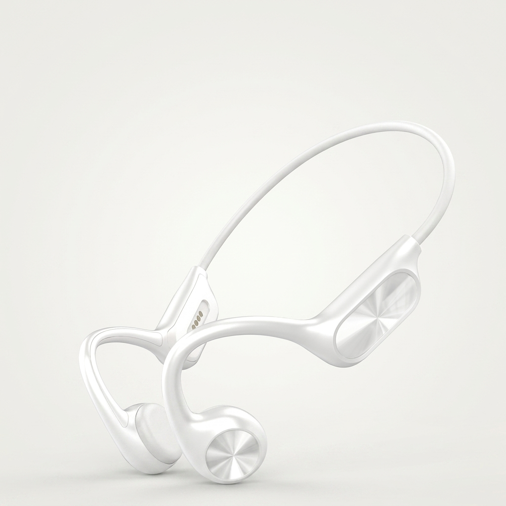 Lightweight wrap-around sports headphones with bilateral stereo, in white or black