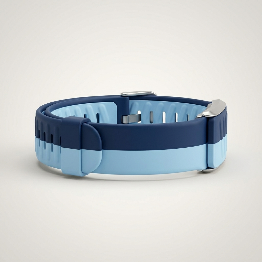 Pin buckle and keeper loop hold the fitness band firmly in place