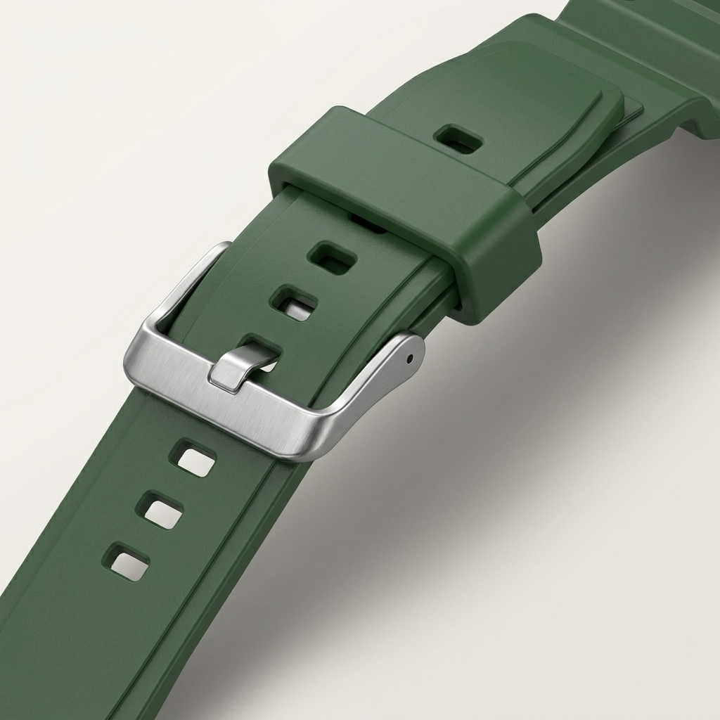 Pin buckle and keeper loop give a secure, adjustable watch strap fit
