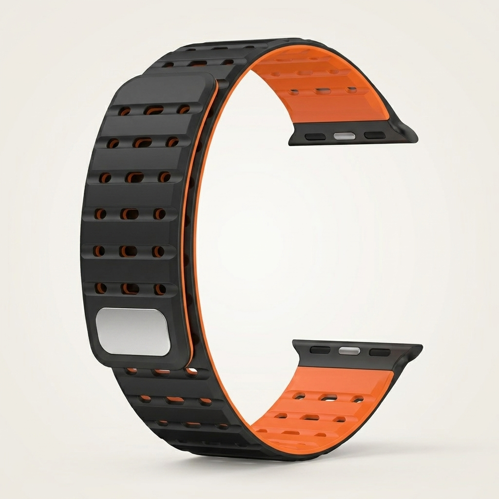 Perforated silicone band keeps the wrist cool during workouts
