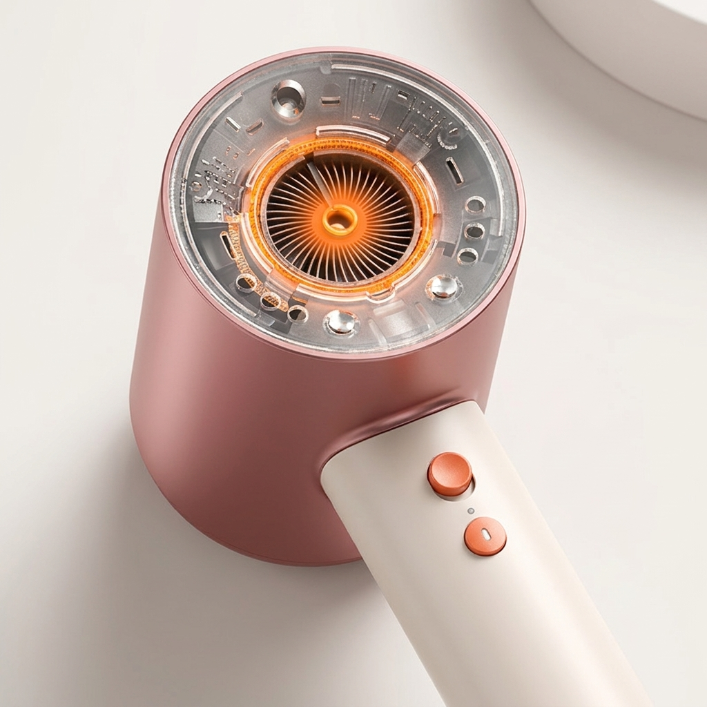 Cold and hot air modes with magnetic quick-change nozzles