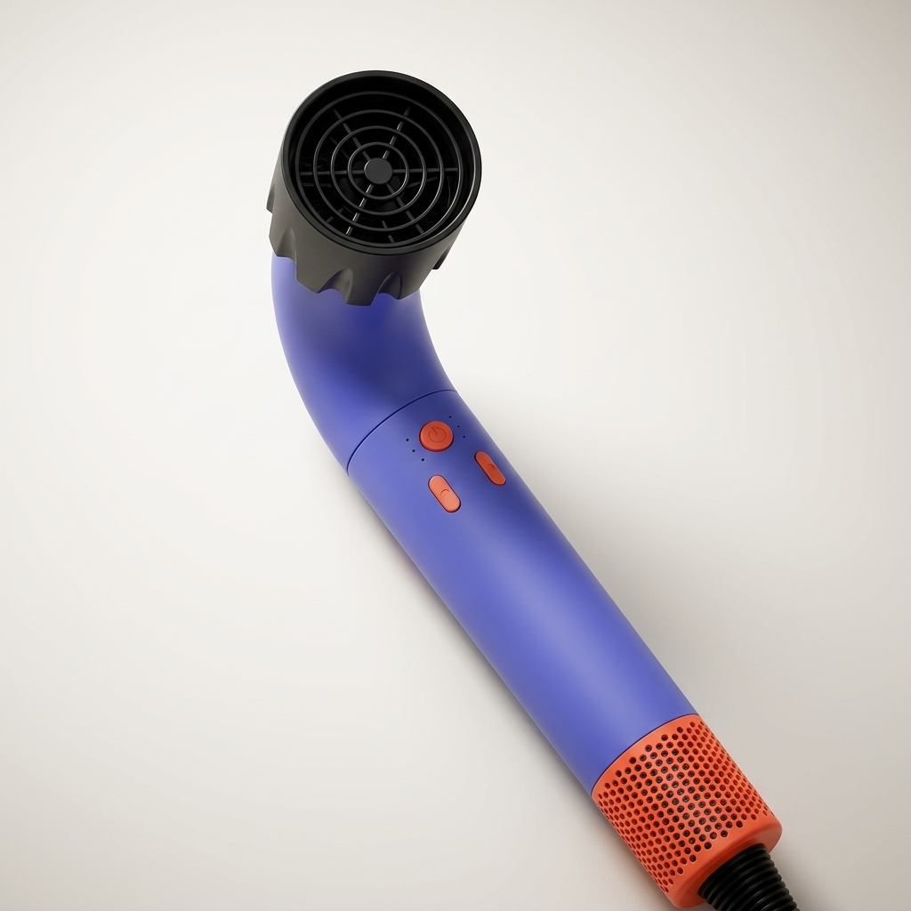 High-Speed Curved-Tube Ionic Hair Dryer - 1200W Quiet Constant-Temperature (UK Plug)