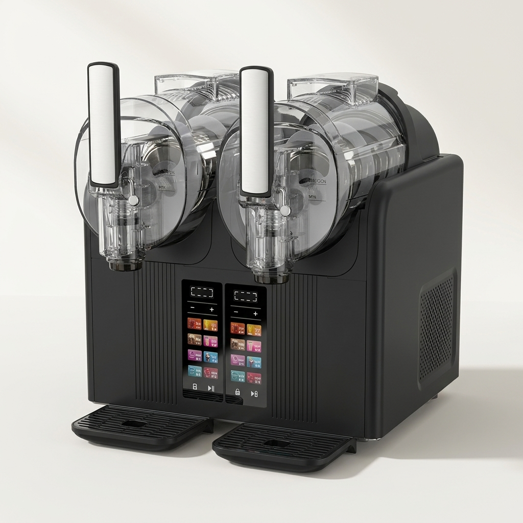 Double-Cylinder Slush & Ice-Cream Maker - 2x2L Twin-Flavour Smoothie Machine (UK Plug)