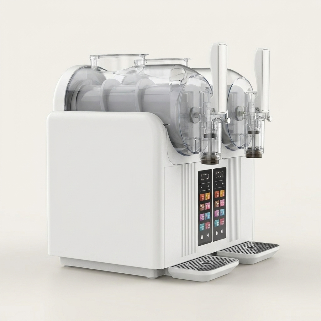 Double-Cylinder Slush & Ice-Cream Maker - 2x2L Twin-Flavour Smoothie Machine (UK Plug)