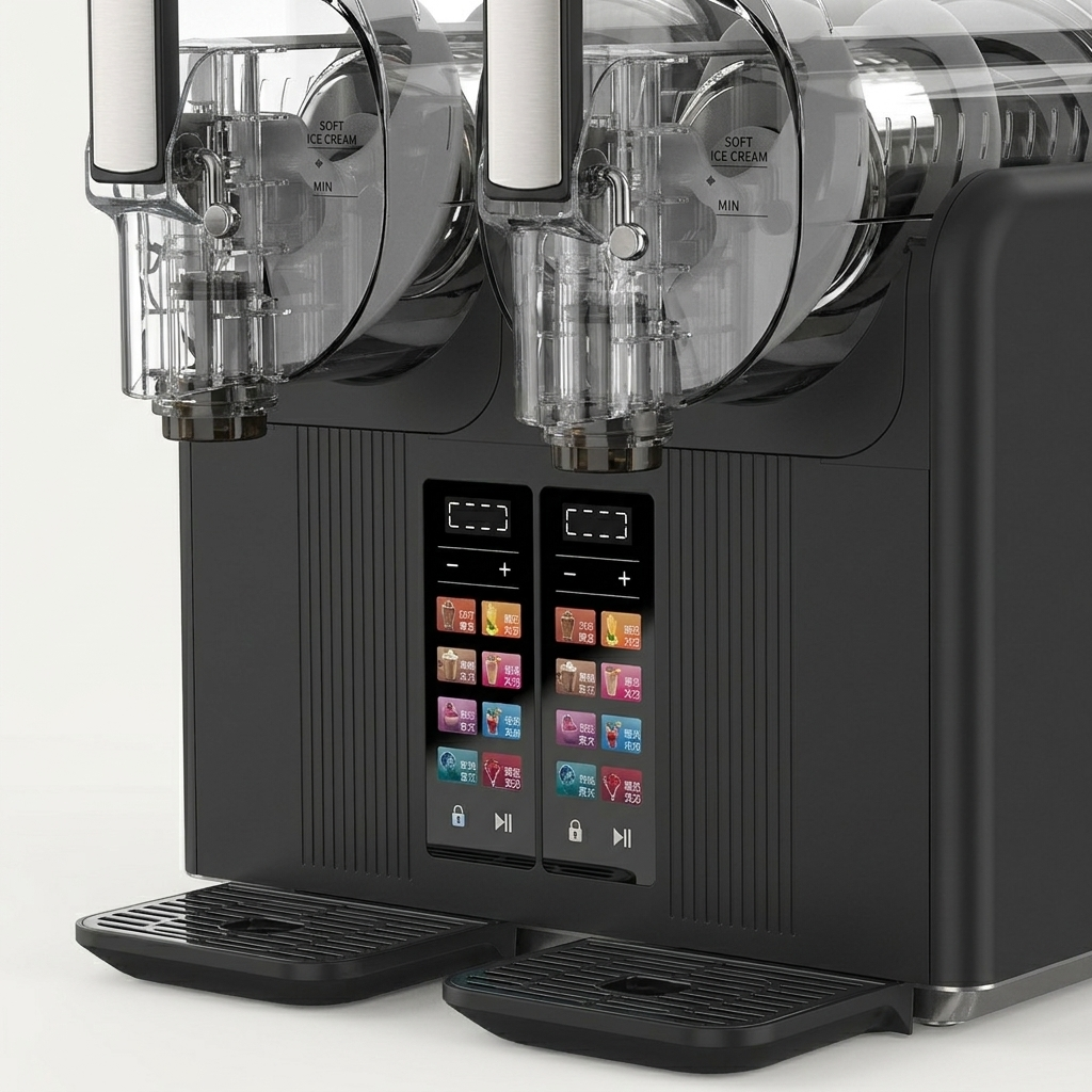 Double-Cylinder Slush & Ice-Cream Maker - 2x2L Twin-Flavour Smoothie Machine (UK Plug)