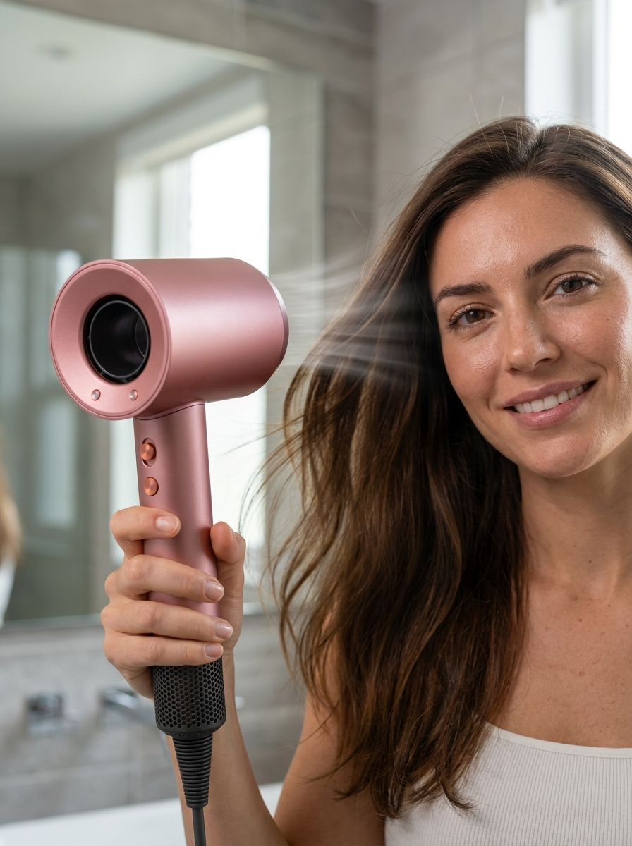 High-speed bladeless ionic hair dryer with a 1600W motor