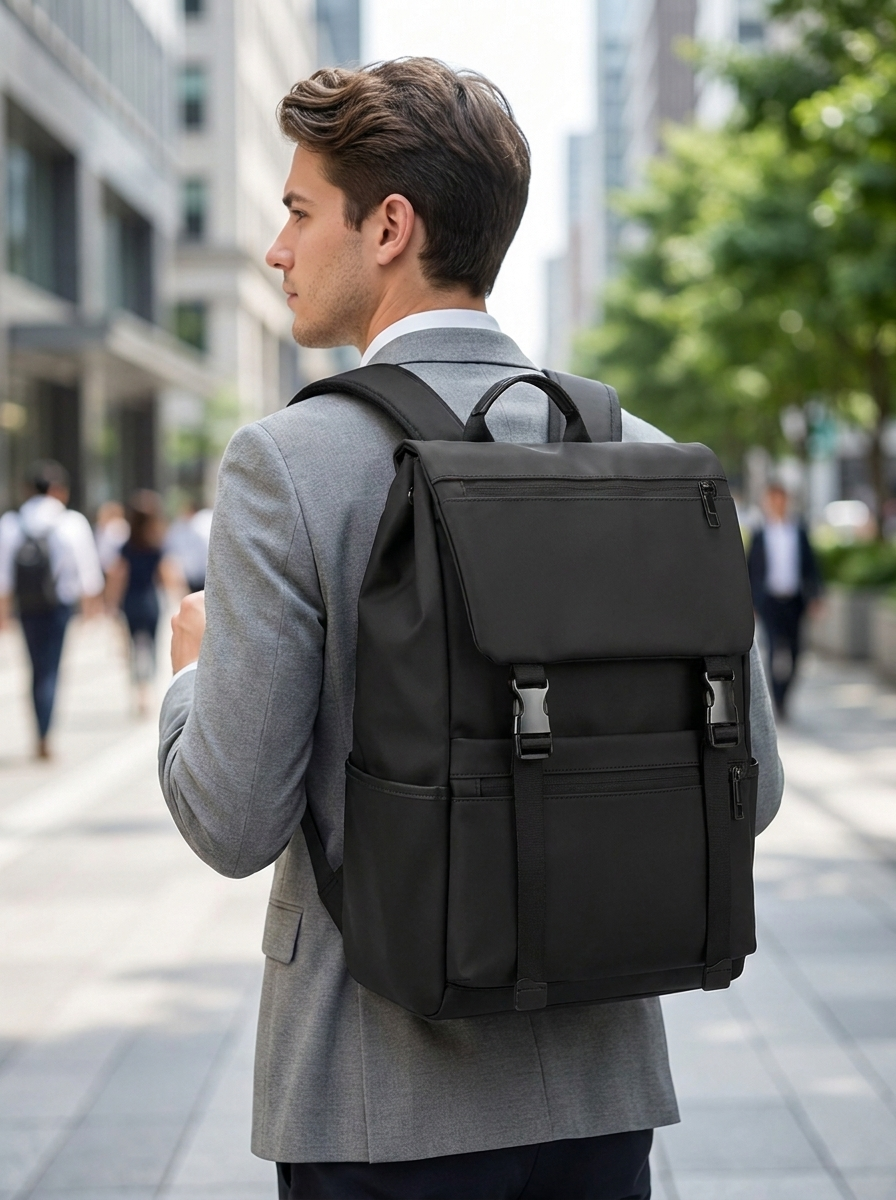 Slim waterproof membrane laptop backpack with a shell that wipes clean
