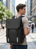 Minimalist nylon laptop backpack with a padded sleeve for 15-inch laptops