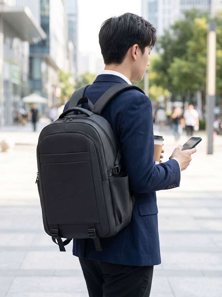 Water-resistant membrane laptop backpack for daily commuting and short trips