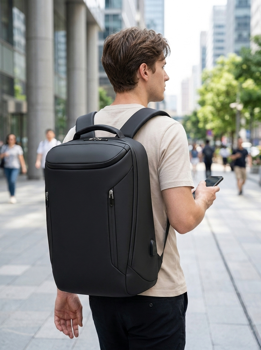 VOLTARA waterproof business backpack in use