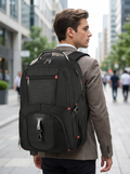 Expandable business travel backpack in rugged 1680D water-resistant Oxford