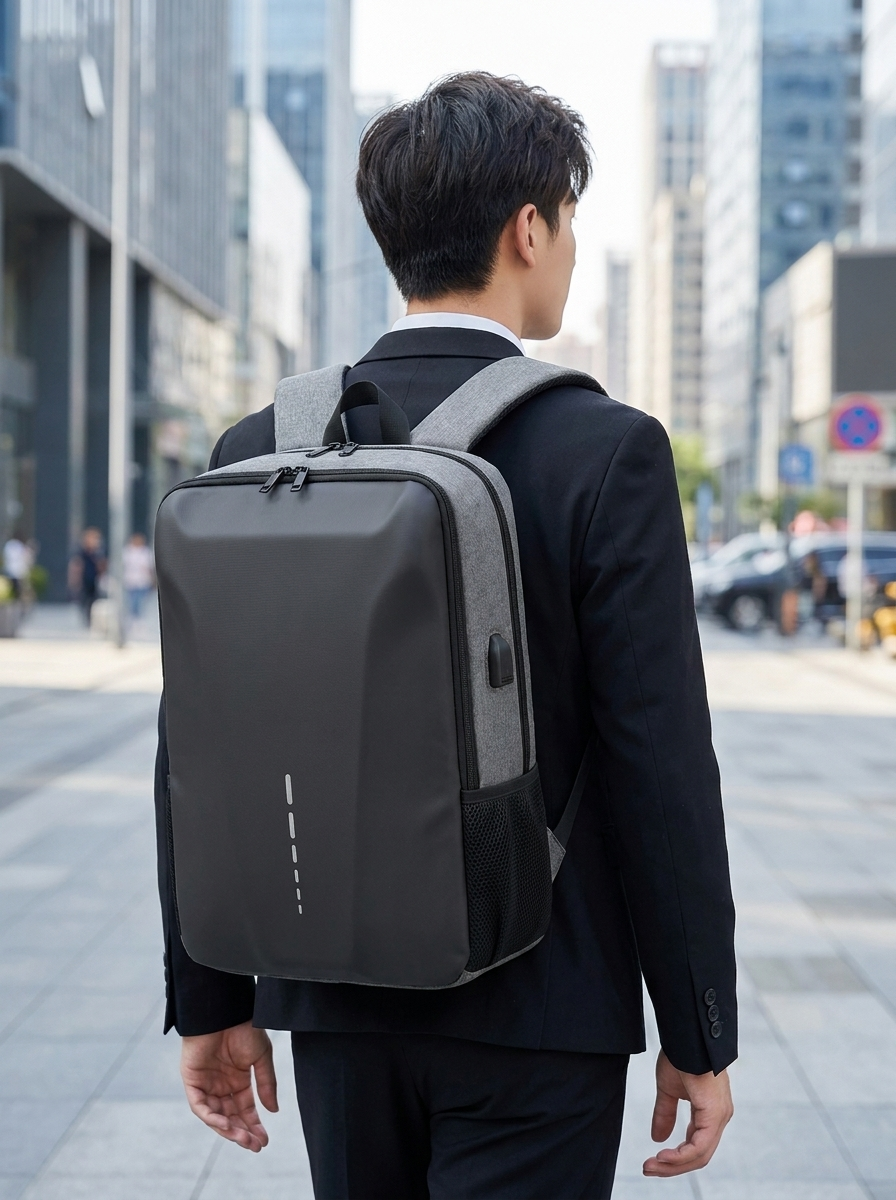 VOLTARA anti-theft business backpack in use