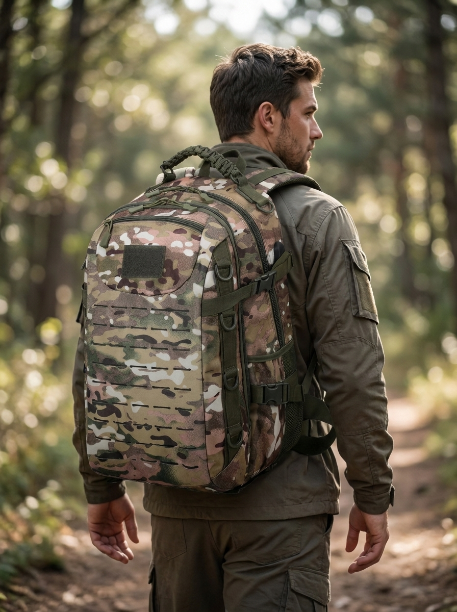 Tactical Military-Style Backpack - Water-Resistant 16" Outdoor Rucksack, 20-35L