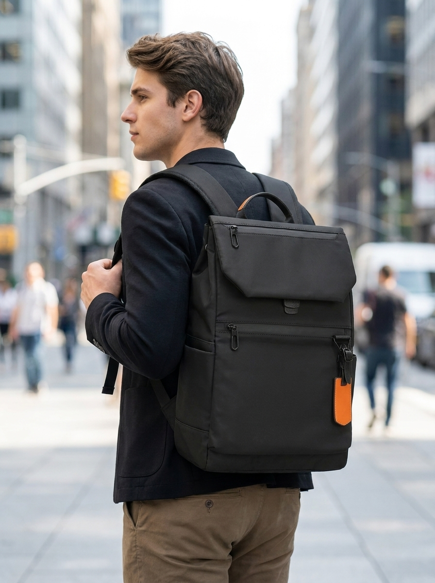 Nylon Commuter Laptop Backpack - Water-Resistant 20-35L Daypack, Fits 16"