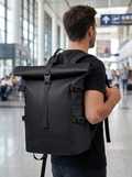 Expandable travel backpack with water-resistant Oxford shell and room to grow